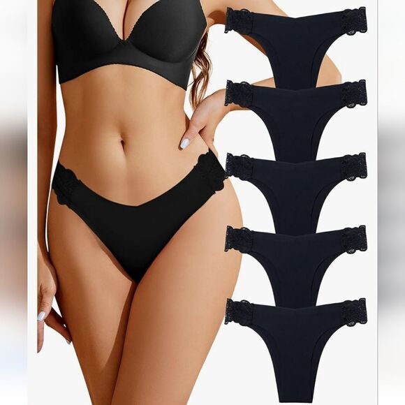 NWT 5 Pack Seamless Underwear No Show Cheeky Bikini High Cut Lace Underwear - Picture 1 of 6